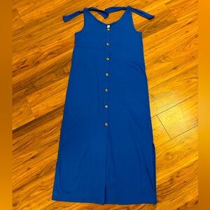Tickled teal tank dress. Size S. Slits on sides and front. Buttons. Tie straps.